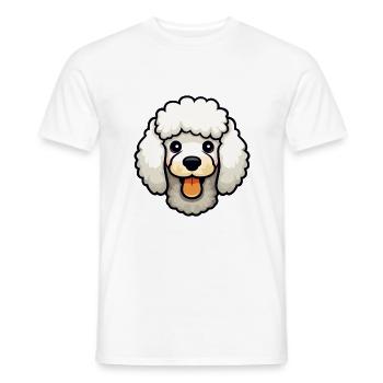 Caniche chien race aquarelle dessin animé Kawaii Clipart - T-shirt homme - blanc - Devant - AI Model Male 178 dark (178cm)
