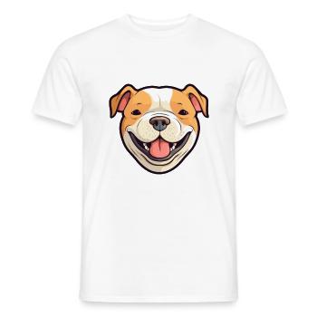 Pitbull chien race aquarelle dessin animé Kawaii Clipar - T-shirt homme - blanc - Devant - AI Model Male 178 dark (178cm)