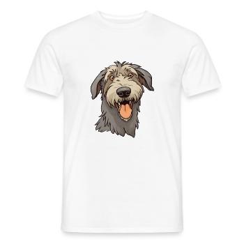 Irish Wolfhound chien race aquarelle dessin animé Kawai - T-shirt homme - blanc - Devant - AI Model Male 178 dark (178cm)