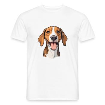 English Foxhound Dog Breed Watercolor Cartoon Kawa - Men's T-Shirt - white - Front - AI Model Male 178 dark (178cm)
