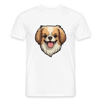Épagneul tibétain chien race aquarelle dessin animé Kawai - T-shirt homme - blanc - Devant - AI Model Male 178 dark (178cm)