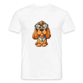 Bloodhound Dog Breed Watercolor Cartoon Kawaii Gla - Men's T-Shirt - white - Front - AI Model Male 178 dark (178cm)