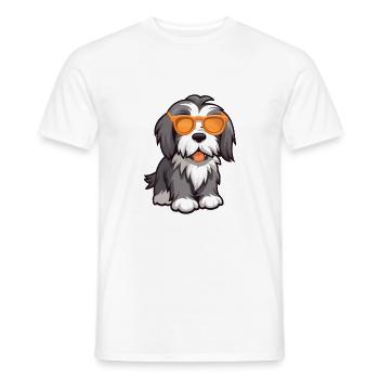 Bearded Collie Dog Breed Watercolor Cartoon Kawaii - Men's T-Shirt - white - Front - AI Model Male 178 dark (178cm)