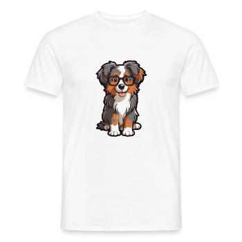 Australian Shepherd Dog Breed Watercolor Cartoon K - Men's T-Shirt - white - Front - AI Model Male 178 dark (178cm)