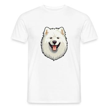 Samoyède chien race aquarelle dessin animé Kawaii Clipar - T-shirt homme - blanc - Devant - AI Model Male 178 dark (178cm)