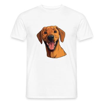 Rhodesian Ridgeback chien race aquarelle dessin animé K - T-shirt homme - blanc - Devant - AI Model Male 178 dark (178cm)