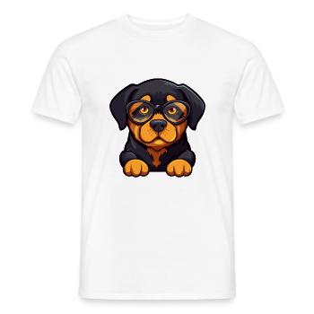 Rottweiler Dog Breed Watercolor Cartoon Kawaii Gla - Men's T-Shirt - white - Front - AI Model Male 178 dark (178cm)