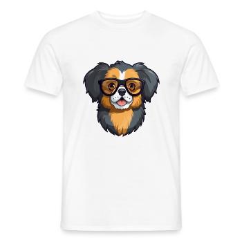 Épagneul tibétain chien race aquarelle dessin animé Kawai - T-shirt homme - blanc - Devant - AI Model Male 178 dark (178cm)