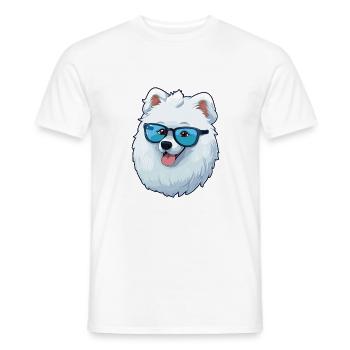 Samoyède chien race aquarelle dessin animé Kawaii Glasse - T-shirt homme - blanc - Devant - AI Model Male 178 dark (178cm)