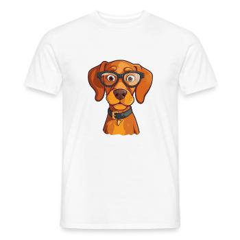 Vizsla Dog Breed Aquarelle Cartoon Kawaii Lunettes - T-shirt homme - blanc - Devant - AI Model Male 178 dark (178cm)