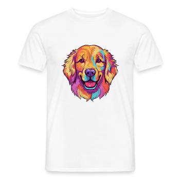 Golden Retriever Dog Breed Watercolor Cartoon Kawa - Men's T-Shirt - white - Front - AI Model Male 178 dark (178cm)