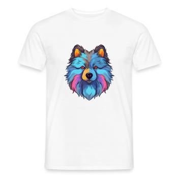 Keeshond Dog Breed Watercolor Cartoon Kawaii Color - Men's T-Shirt - white - Front - AI Model Male 178 dark (178cm)
