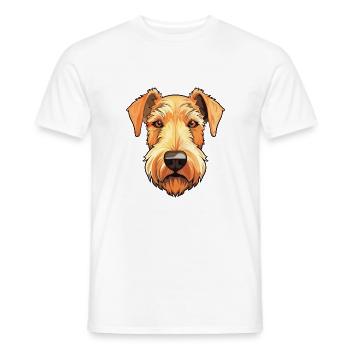 Lakeland Terrier Dog Breed Watercolor Cartoon Kawa - Men's T-Shirt - white - Front - AI Model Male 178 dark (178cm)