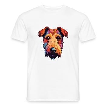 Welsh Terrier chien race aquarelle dessin animé Kawaii - T-shirt homme - blanc - Devant - AI Model Male 178 dark (178cm)
