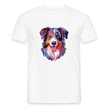 Miniature American Shepherd Dog Breed Watercolor C - Men's T-Shirt - white - Front - AI Model Male 178 dark (178cm)