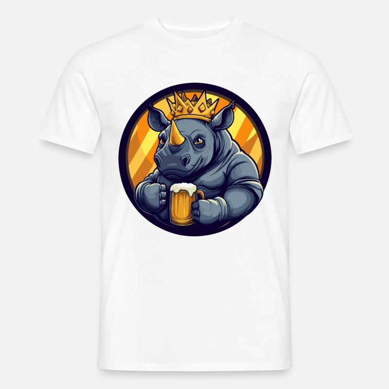Nashorn Bier Comic - Männer T-Shirt - Weiß