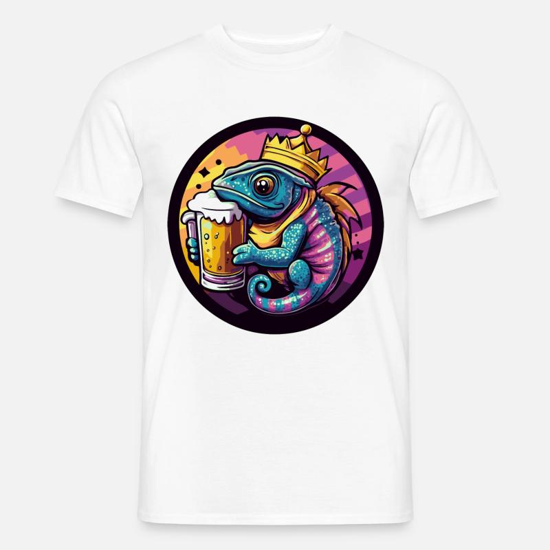 Chameleon Bier Comic - Männer T-Shirt - Weiß