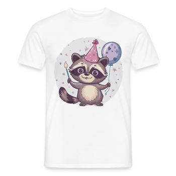 Raton laveur anniversaire bébé - T-shirt homme - blanc - Devant - AI Model Male 178 dark (178cm)
