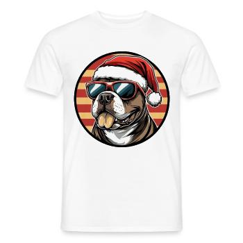 Pit Hund Terrier Weihnachten X-mas - Männer T-Shirt - Weiß - Vorne - AI Model Male 178 dark (178cm)