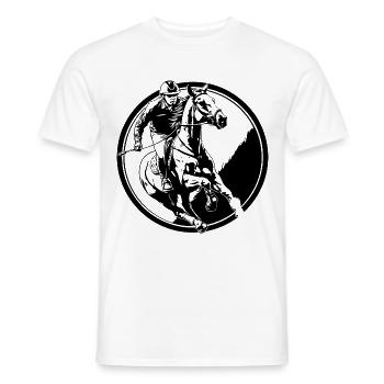 Reiten Pferd Mann Silhouette - Männer T-Shirt - Weiß - Vorne - AI Model Male 178 dark (178cm)