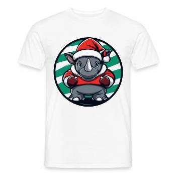 Rhino Christmas Animal - Men's T-Shirt - white - Front - AI Model Male 178 dark (178cm)