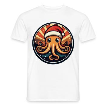 Octopus Christmas Animal - Men's T-Shirt - white - Front - AI Model Male 178 dark (178cm)