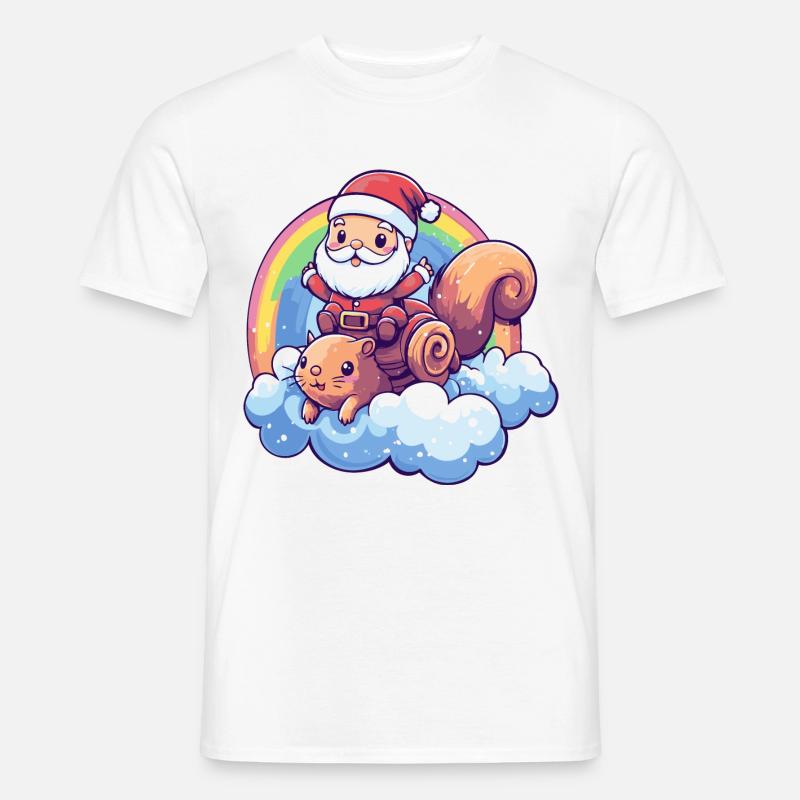 Eichhörnchen Weihnachtsmann Regenbogen - Männer T-Shirt - Weiß