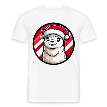 Alpaca Llama Christmas X-Mas - Men's T-Shirt - white - Front - AI Model Male 178 dark (178cm)