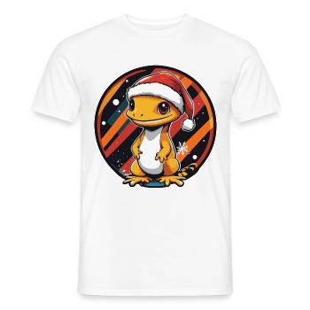 Lizard Christmas X-Mas - Men's T-Shirt - white - Front - AI Model Male 178 dark (178cm)