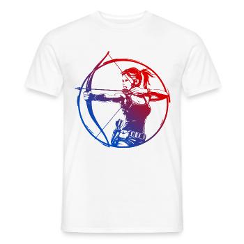 Bogenschießen Silhouette Bunt - Männer T-Shirt - Weiß - Vorne - AI Model Male 178 dark (178cm)
