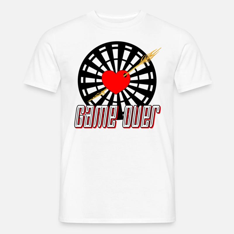 Dartscheibe mit Pfeil im Herz Game over - Männer T-Shirt - Weiß
