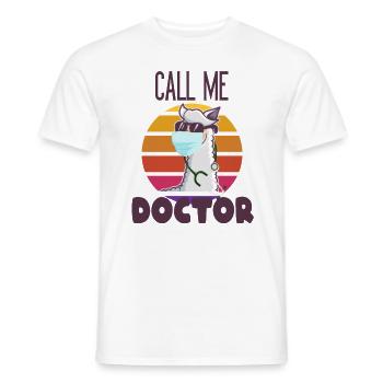 Funny llama doctor - Men's T-Shirt - white - Front - AI Model Male 178 dark (178cm)