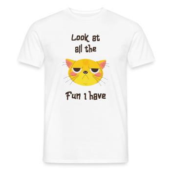 Cat Sakrasmus Fun Fun Kitten Grumpy - Men's T-Shirt - white - Front - AI Model Male 178 dark (178cm)
