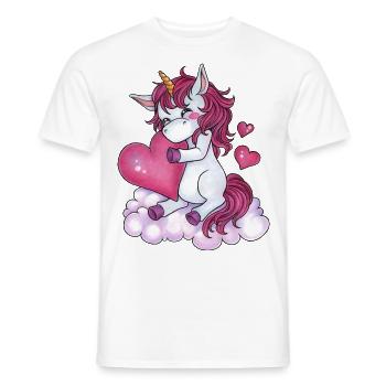 Niedliches Einhorn mit Herz Valentin Knuddeln Paar - Männer T-Shirt - Weiß - Vorne - AI Model Male 178 dark (178cm)