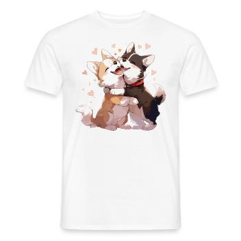 Chiens Amour Câlin Câlin Coeur Mignon Mignon - T-shirt homme - blanc - Devant - AI Model Male 178 dark (178cm)