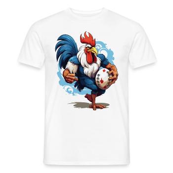 Rugby France Rooster Rugby Ball Player Sports Fan - Men's T-Shirt - white - Front - AI Model Male 178 dark (178cm)