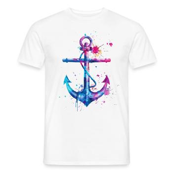 Anchor Watercolor Splash Colorful Art Sailor Sailor - Men's T-Shirt - white - Front - AI Model Male 178 dark (178cm)