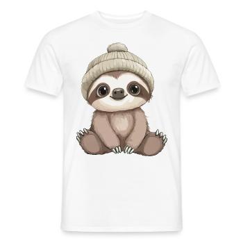 paresseux mignon mignon bébé enfants dessin animé d’animal - T-shirt homme - blanc - Devant - AI Model Male 178 dark (178cm)
