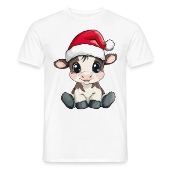 Kuh Weihnachten Süß Niedlich Xmas Weihnachtlich - Männer T-Shirt - Weiß - Vorne - AI Model Male 178 dark (178cm)