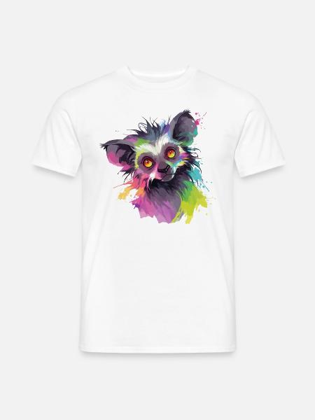 Aye-Aye Fingertier Lemur Madagaskar Bunt Kunst - Männer T-Shirt - Weiß