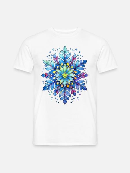 Schneeflocke in Form eines Mandalas - Männer T-Shirt - Weiß