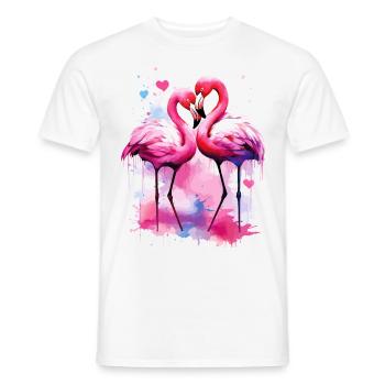 Flamingo Love Coeur Oiseau Exotique Été Rose - T-shirt homme - blanc - Devant - AI Model Male 178 dark (178cm)