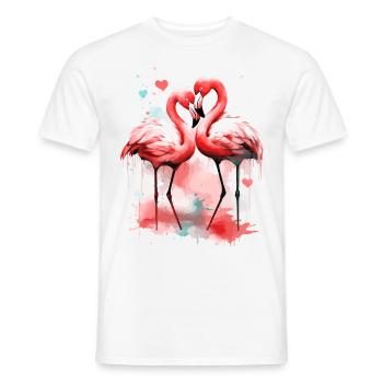 Flamingo Love Coeur Oiseau Exotique Été Rose - T-shirt homme - blanc - Devant - AI Model Male 178 dark (178cm)
