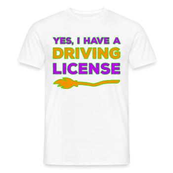Ja, ich habe einen Hexenbesen Führerschein - Männer T-Shirt - Weiß - Vorne - AI Model Male 178 dark (178cm)