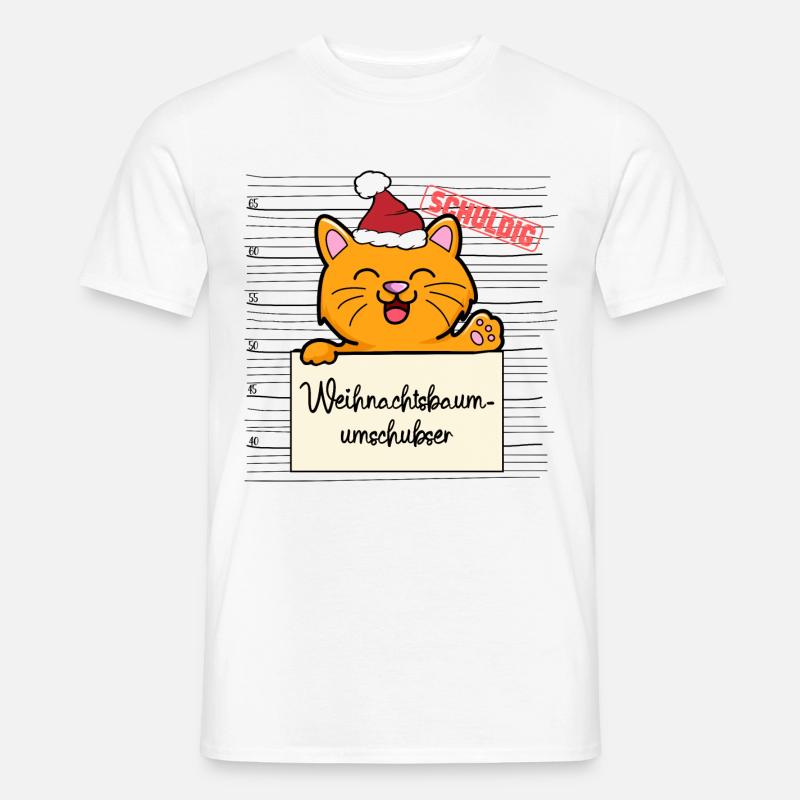 Weihnachtsbaum Umschubser Katze - Männer T-Shirt - Weiß