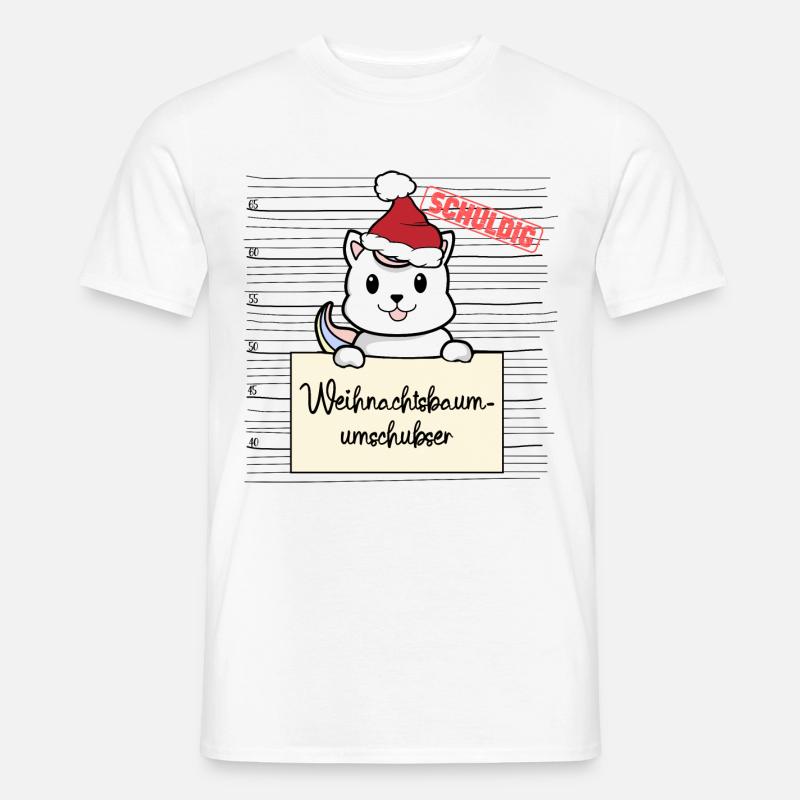 Weihnachtsbaum Umschubser Einhorn Katze - Männer T-Shirt - Weiß