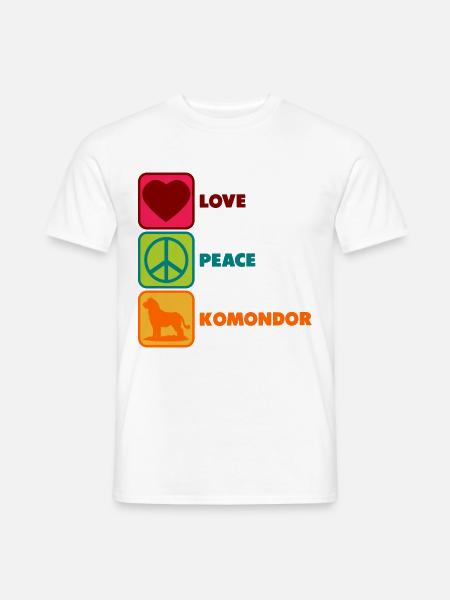 Komondor Ungarischer Mama Mom Peace Love - Männer T-Shirt - Weiß