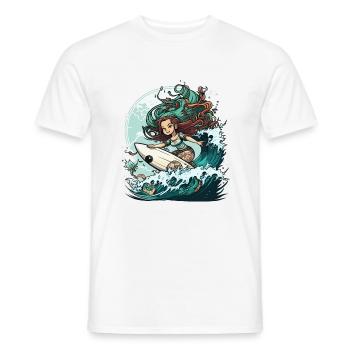 Surfing Siren - Men's T-Shirt - white - Front - AI Model Male 178 dark (178cm)