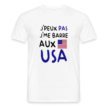 J'peux pas j'me barre aux USA - T-shirt homme - blanc - Devant - AI Model Male 178 dark (178cm)