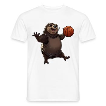 Taupe de basket-ball - T-shirt homme - blanc - Devant - AI Model Male 178 dark (178cm)